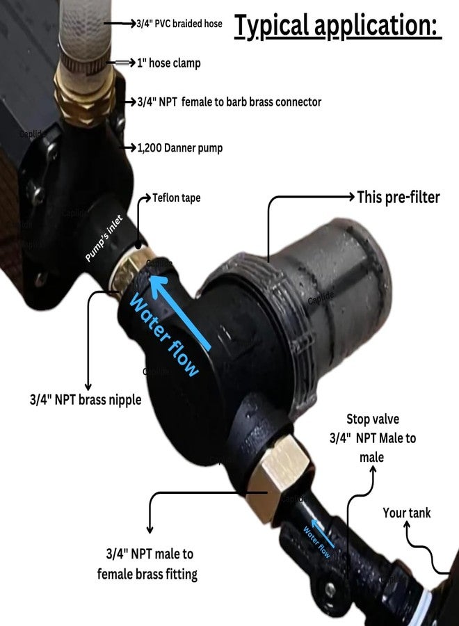 Caplide Pre Filter Cold Plunge pre Filter. 80 Mesh. 3/4" Threaded Female connectors. Cold Plunge in-line pre-Filter. Protect Your Cold Plunge Chiller and Pump. - Image 3